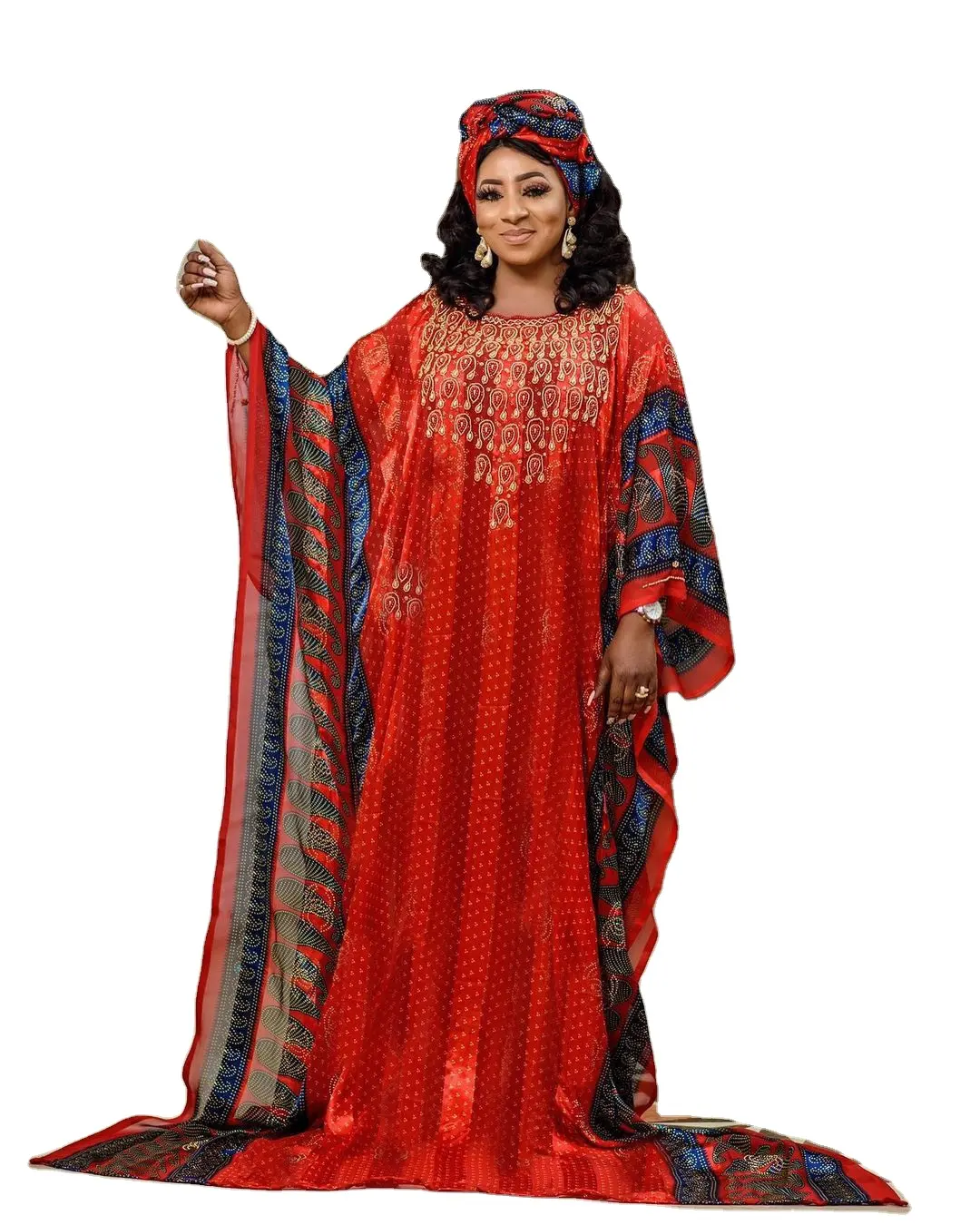 ZIYA A05S21 Rhinestone Printed Chiffon Loose Long Dresses Women With Inner For The Church