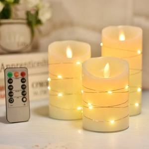 เทียนแบบแท่งทำจากพาราฟินแบบไร้เปลวไฟควบคุมด้วยรีโมตไฟแบบฝัง LED เทียนอิเล็กทรอนิกส์ - Product Image 4