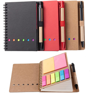 Custom Logo Spiral <strong>Notebook</strong> Kraft Paper Cover Notepad <strong>with</strong> Pen and Sticky <strong>Notes</strong> and Colored <strong>Index</strong> Page Markers Tabs - Product Image 1