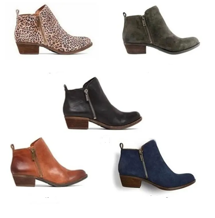 Zapatos de leopardo para mujer y niña, botines de tacón bajo gruesos cuadrados, botines de primavera y otoño