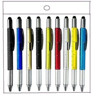 6合1多功能测量手写笔工具圆珠笔，带定制标志礼品卷发笔1011