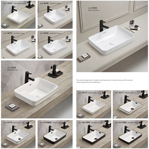 欧洲现代拉瓦博浴室矩形半柜台洗脸盆陶瓷浴室水槽 - Product Image 3