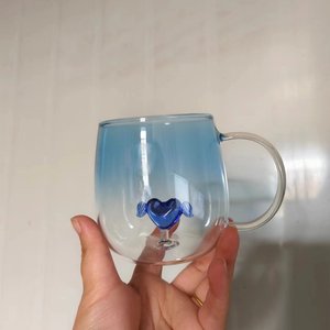 Beyond 3D透明玻璃杯大容量单层心形设计玻璃杯带手柄，用于果汁茶冷饮 - Product Image 4