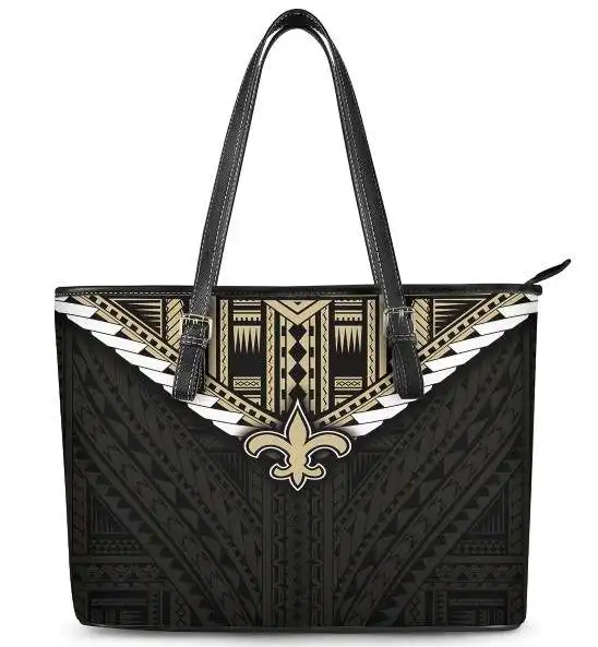 Bolsos de mano de piel sintética para mujer, carteras de mano de marca famosa americana, estilo polinesiano Tribal, con logotipo personalizado de Nueva York, informal