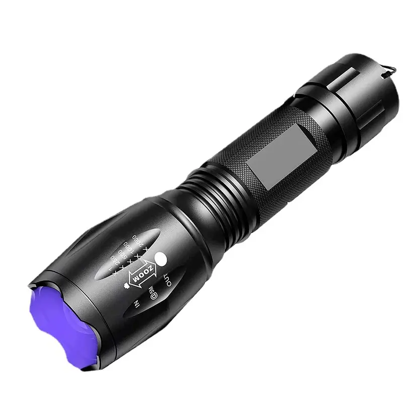 Neuzugang LED-Taschenlampe lila weiß doppellicht Ultraviolette Taschenlampe zoombare Lampe erkennung Taschenlampe Uv-Torche 2 in 1