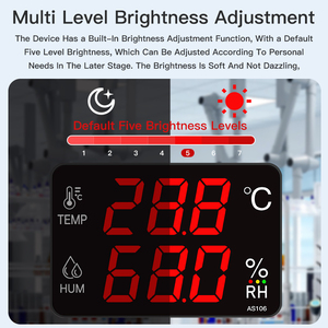 Digital Temperatura Umidade Board LED Dipaly higrômetro <span class=keywords><strong>Sensor</strong></span> De Temperatura Com Sonda De Alarme Externo Com 3M Cabo AS106G