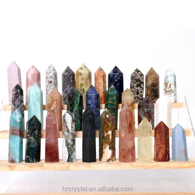 Venta al por mayor de piedras preciosas curativas naturales de múltiples materiales torre de punta de cristal para recuerdo