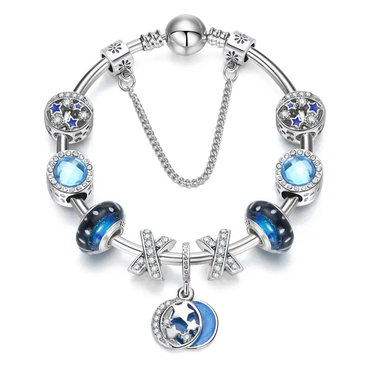 Bracciale in lega di zinco con ciondoli a forma di cuore con strass braccialetti con perline di cristallo per regalo donna