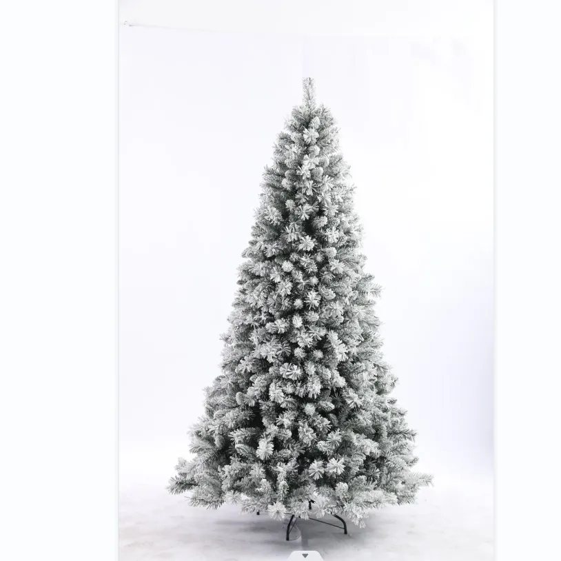 زينة شجرة عيد الميلاد الصناعية من الكلوريد متعدد الفينيل البراق باللون الأبيض زينة شجرة عيد الميلاد