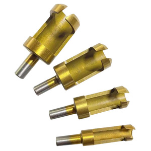 4PCS Titanium Coating <strong>1</strong>/<strong>4</strong> Round Shank Plug Woodworking Cutter Set 6-16 mm <strong>Hole</strong> Wood Core Drill Bit for Power Tool