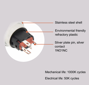 Latching <strong>Push</strong> <strong>Button</strong> <strong>Switch</strong> 16mm 19mm 22mm 25mm Metal Momentary <strong>Push</strong> <strong>Button</strong> <strong>Switch</strong> Waterproof SPDT <strong>DPDT</strong> CE RoHS - Product Image 4