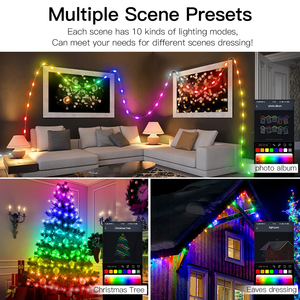 สาย USB LED ไฟราวสำหรับเทศกาลคริสต์มาส5V แอดเดรสได้ RGB IC IP65ไอเดียแผงควบคุมแอพม่านแสงนางฟ้าสำหรับสวนกลางแจ้ง - Product Image 4