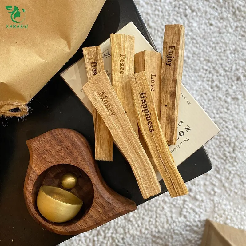 Moq bajo terapéutico 7-10G 10cm tallado con láser logotipo personalizado Palo Santo Perú 0 aditivos palos de madera curativa Natural al por mayor