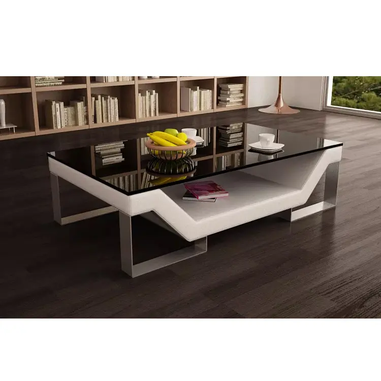 Luxury coffee table modern living room furniture style marble top stainless steel coffee table