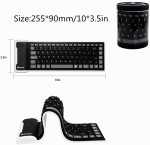 Teclado inalámbrico BT plegable, con clic silencioso, de silicona suave, impermeable, Delgado, enrollable, recargable para PC y Notebook - Product Image 2