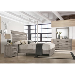 Modern Gary ahşap yatak 5-Piece King yatak odası takımı uygun depolama küçük odalar için dahili gece standı ile - Product Image 1