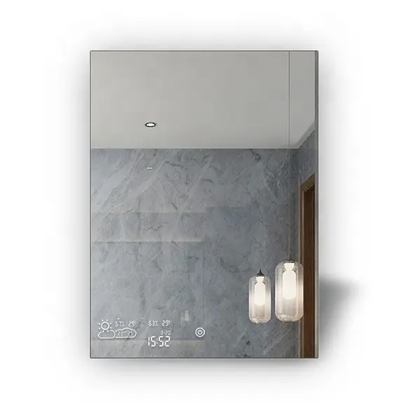 Aquecedor infravermelho espelhado, painel de aquecimento retangular 450w para banheiro com interruptor de toque