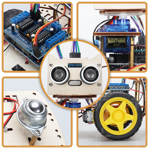 Fai da te 2WD evitamento ostacoli Smart Robot Car STEAM Wood Fine Arts Robotics Starter Kit programma Open Source Kit Robot per ArduIDE
