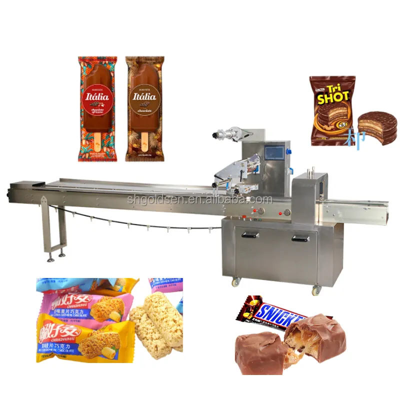 Máquina automática de embalaje de Chocolate, barra de energía, caramelo, pan, galletas, precio de fábrica de China