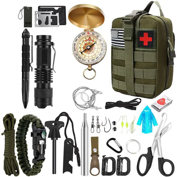 Kit de supervivencia Herramientas Camping Senderismo Bug Out Bag Sos Tactical Primeros auxilios Kit de emergencia al aire libre Equipo de supervivencia