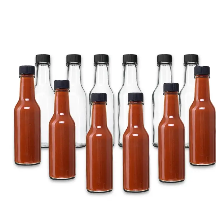 Stock 90ml 3oz bottiglia di peperoncino bottiglia di vetro per salsa piccante con coperchio in plastica tappo rosso per tabasco 50ml 90ml 120ml 150ml 250ml