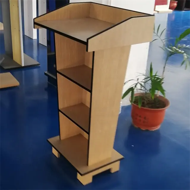 Plataforma de rendimiento de atril de Iglesia Lucite profesional personalizada de fábrica de China, soporte de podio de madera para altavoz