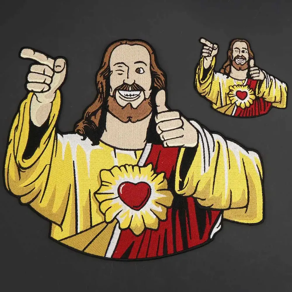 شعار مخصص مطرز بحديد على رقعات المسيحية شارات مضحكة مطرزة يسوع الحديد على رقعات للملابس المسيحية