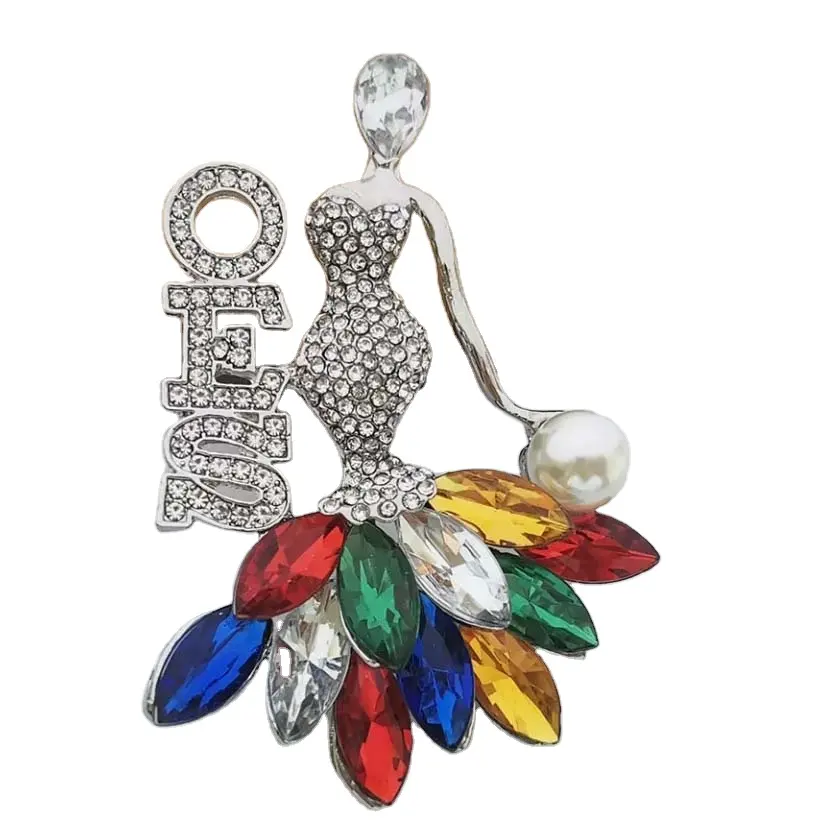 Fashion OES wanita Rhinestones Pin perhiasan loop di belakang dapat membuat liontin pesanan dari bintang Timur gadis bros