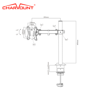 Charmount แขนเดียวปรับได้10 "-32" หน้าจอแขนจอแล็ปท็อปขาตั้งโต๊ะกับ C-CLAMP