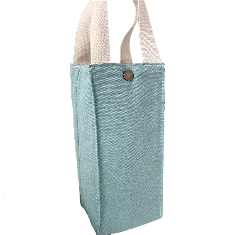 Toptan özel boyut kullanımlık tuval bardak tutucu süt kabarcık çay Tote el taşıma çantaları basit nokta pamuk çanta