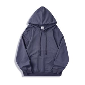批发男士100% 棉350 GSM套头衫刺绣连帽衫口袋设计秋季黑色连帽衫