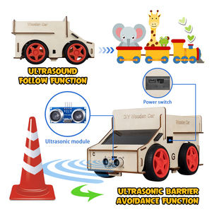 Fabrik 4WD Holz robotik Starter Kit DIY Smart Roboter Auto Kit DIY STEM Bildung Open Source C/C Code Roboter Kit für ArduIDE - Product Image 2