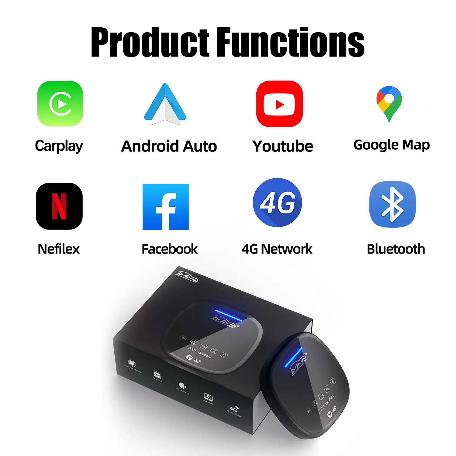 Yotube-caja de carplay inalámbrica para coche, adaptador universal de 4GB + 64GB con Android, carplay inalámbrico, caja de Ia portátil
