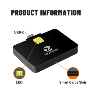 Zoweetek เครื่องอ่านการ์ดชนิด C แบบพกพาเครื่องอ่านบัตรเครดิต OTG เคลื่อนที่ชำระเงินผ่าน ISO 7816 EMV CAC ID IC เครื่องอ่านสมาร์ทการ์ด - Product Image 5