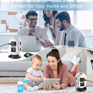 Çift anahtar masaüstü soket kulesi ile 4 USB çok soket kule 5 m uzatma kablosu güç şeridi ile 12 yollu güç şeridi - Product Image 5