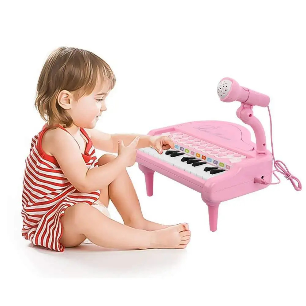 Venta caliente 24 teclas Teclado Piano Niños Instrumentos musicales multifuncionales para niños pequeños Juguete de regalo de cumpleaños