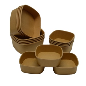 Customizable Kraft <strong>Paper</strong> <strong>Container</strong> Single Use 500 ml 650 ml 1000 ml and 1320 ml square Salad <strong>Paper</strong> Box Bowl with <strong>Paper</strong> or Plasti - Product Image 4