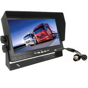 Gannyin 12V 7 Inch Small <strong>LCD</strong> <strong>Monitor</strong> Tft Color Screen <strong>BNC</strong> <strong>Input</strong> Desktop Display with Bracket Sunshade for Car Cctv Camera System - Product Image 1