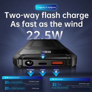 MAXUN Wireless Charging Power Bank 20000mAh Portable 2 <strong>Input</strong> 6 <strong>Output</strong> with Flashlight for Mobile Phone Fast Charge Power Bank - Product Image 4