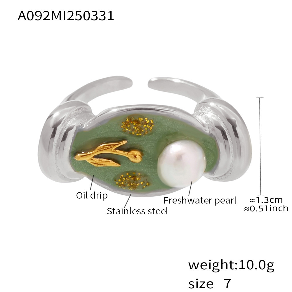 steel-colored freshwater pearl ring