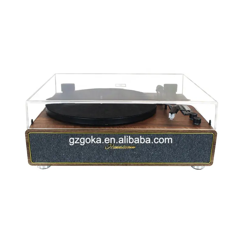 Tourne-disque en vinyle Tourne-disque portable à 3 vitesses avec cache-poussière Tourne-disque en vinyle 2.0 son stéréo