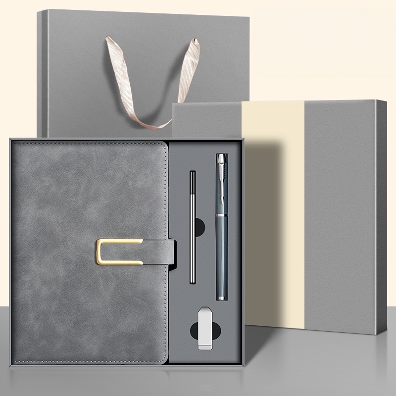 Gris galaxie + stylo en métal + noyau de stylo + clé USB + sac cadeau