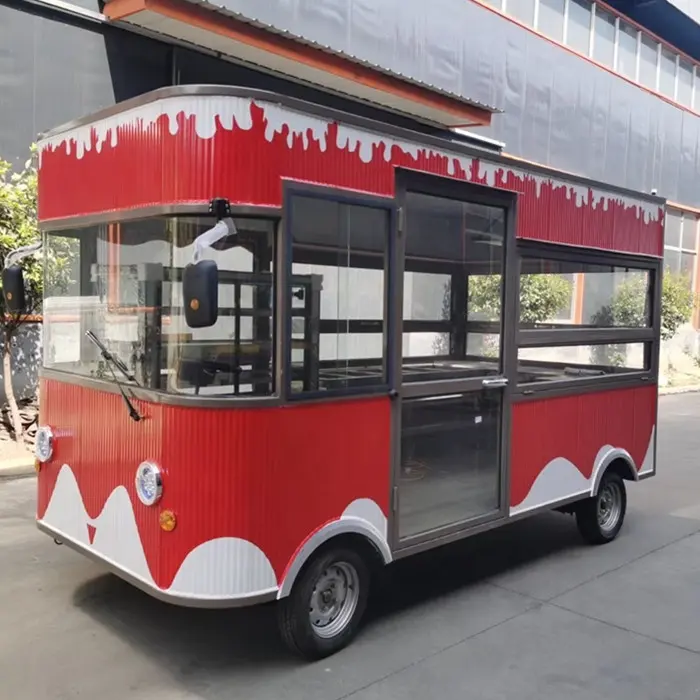 Camion fourgon de restauration rapide avec cuisine complète à vendre Chariot de restauration et remorques de nourriture avec hot-dog mobile entièrement équipé pour crème glacée au café