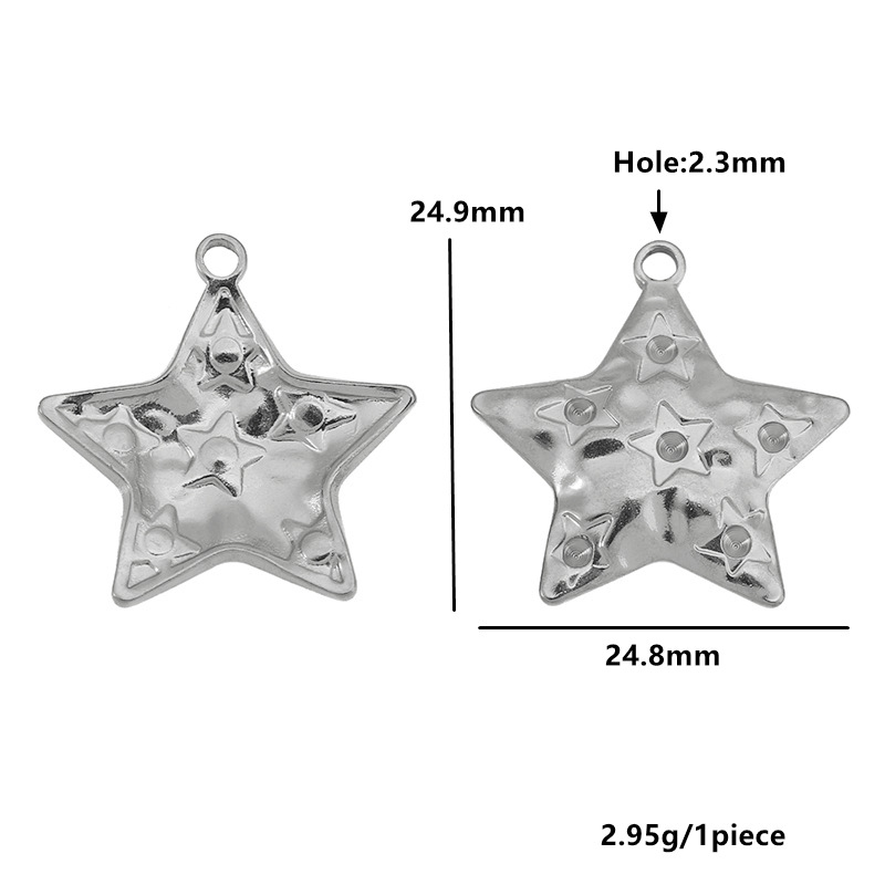 Large and small five-pointed stars - steel color