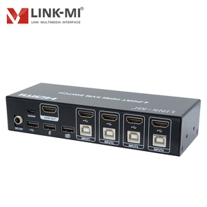 4K HDMI KVM开关4 HDMI 4 USB输入和1 HDMI输出支持鼠标和键盘自动开关热键无延迟4端口开关
