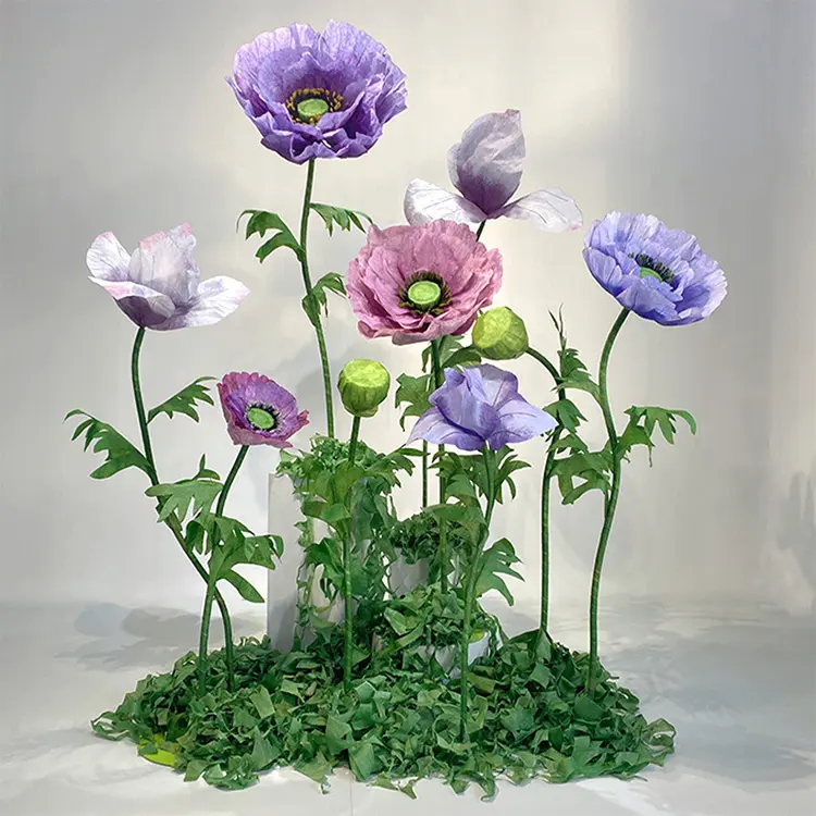 I224 New Custom Hintergrund Riesen blume Outdoor Hochzeits arrangement Buntes Set von handgemachten Blumen