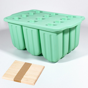 BPA Miễn Phí Máy Rửa Chén An Toàn Thân Thiện Với Môi 12 Sâu Răng Silicone <span class=keywords><strong>Ice</strong></span> <span class=keywords><strong>Cream</strong></span> Maker Khuôn Mẫu & Popsicle Đứng Với 50 Gậy - Product Image 3