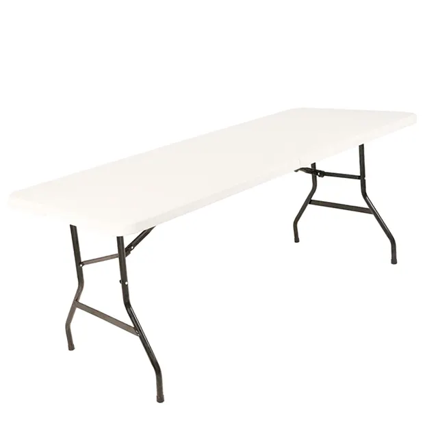 Mesa plegable de plástico para pícnic, portátil, fácil de llevar, rectangular, color blanco, Popular, 2023