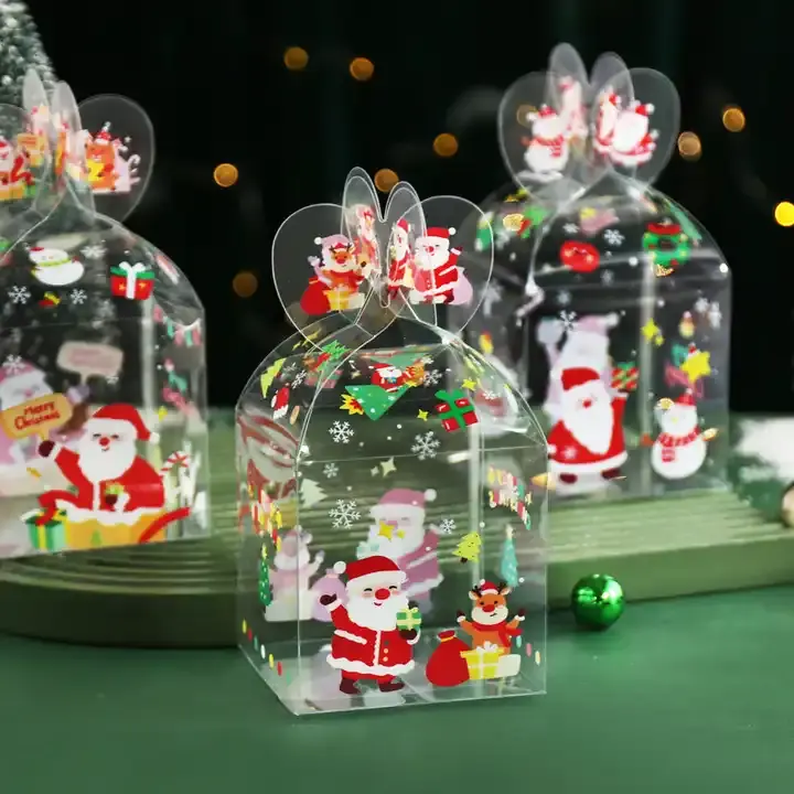 하이 퀄리티 플라스틱 투명 상자 크리스마스 맞춤 크기 PET PVC PP 크리스마스 투명 크리스마스 인쇄 아세테이트 상자