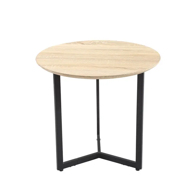 Suministro de fábrica, mesa de esquina estrecha, mesa de hormigón lateral redonda de madera corta de tres patas